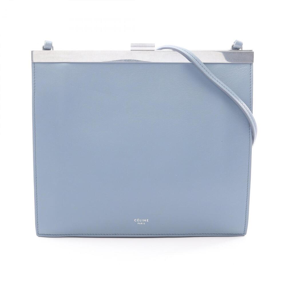 Celine Clasp Shoulder Bag Leather Blue